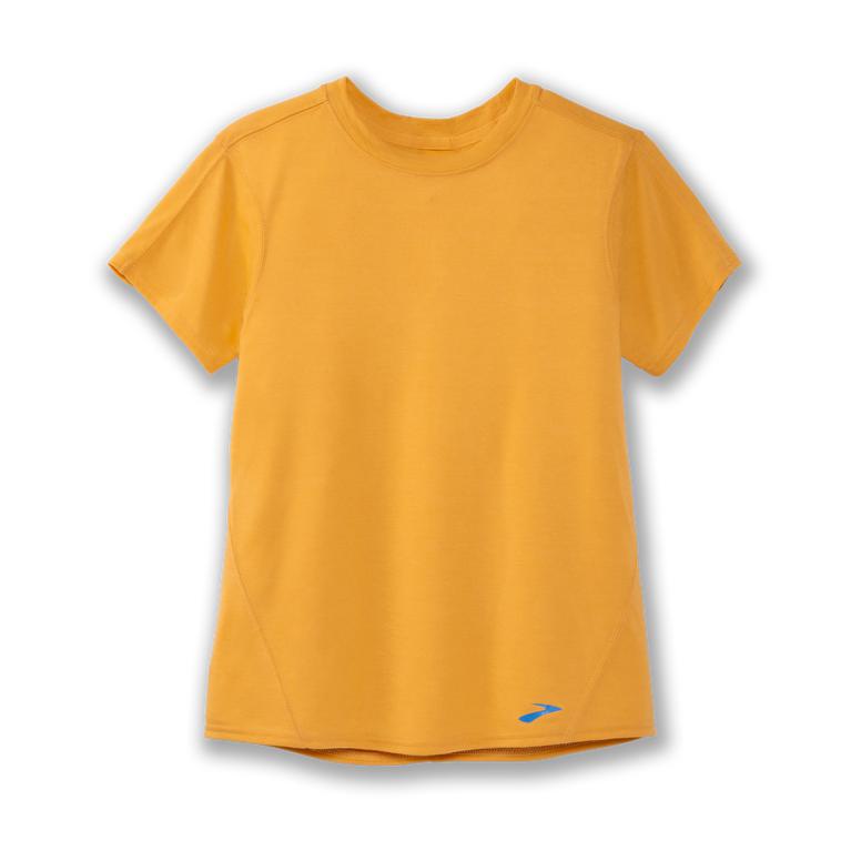 Brooks Distance Short Sleeve Running Shirt - Women's - Heather Saffron/Orange (62190-GWKH)